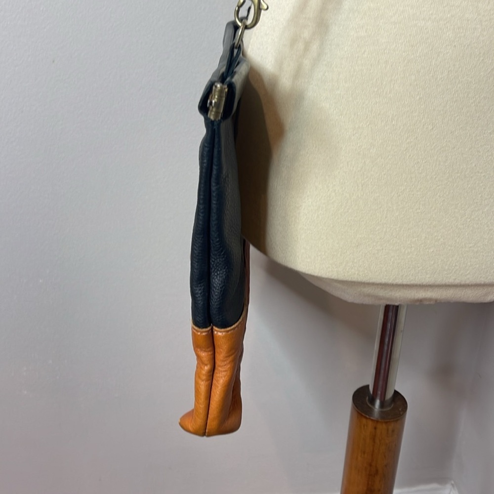 AWL Snap Crossbody Clutch in Black Brown Color Block‎ Leather - Picture 3 of 9